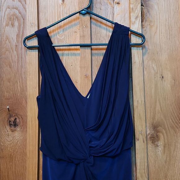 Misa Los Angeles Leza Knotted V-Neck Sleeveless Cocktail Party Mini Dress, Blue - Picture 2 of 11